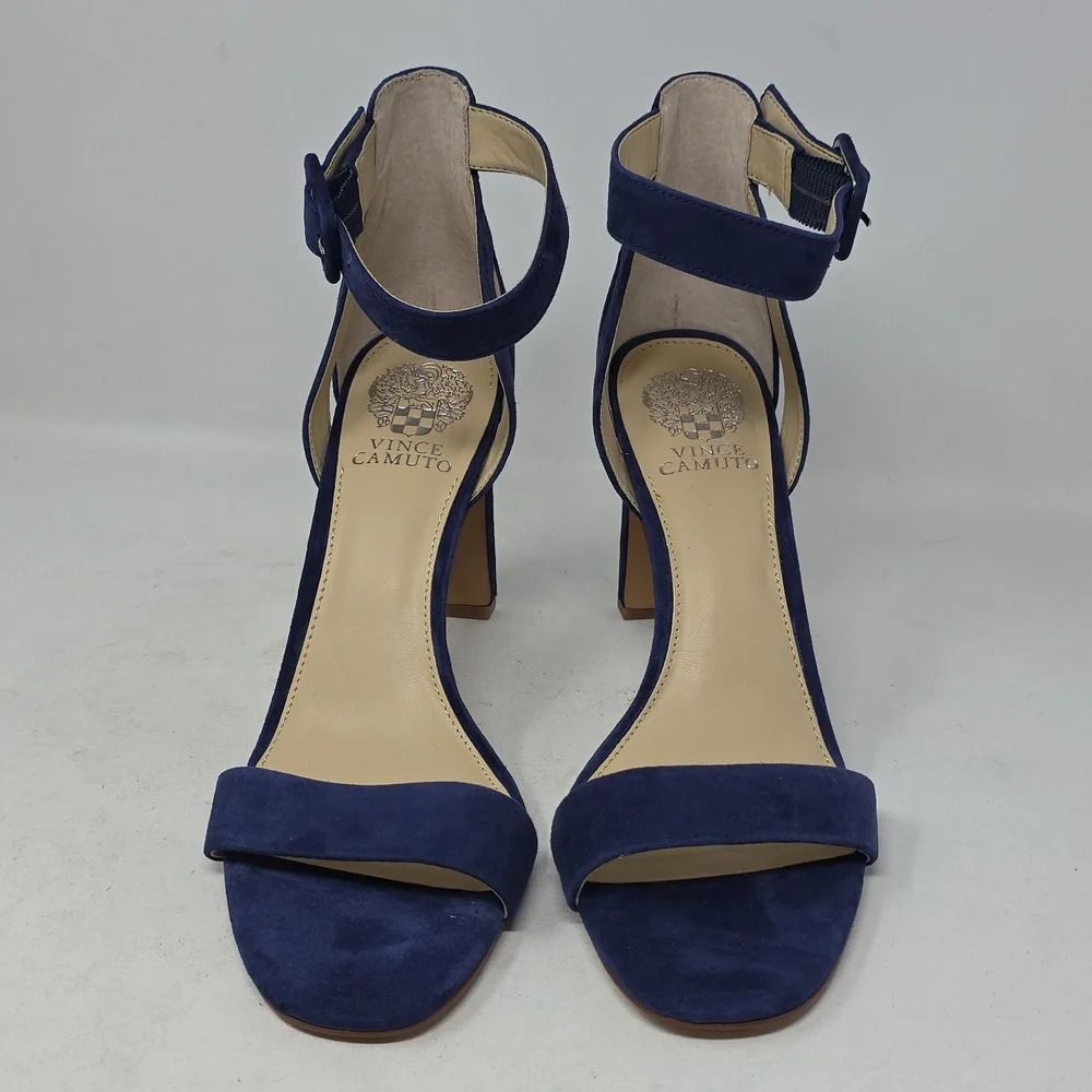Vince Camuto Bevvyn Deep Blue Strappy Heels Size 10.